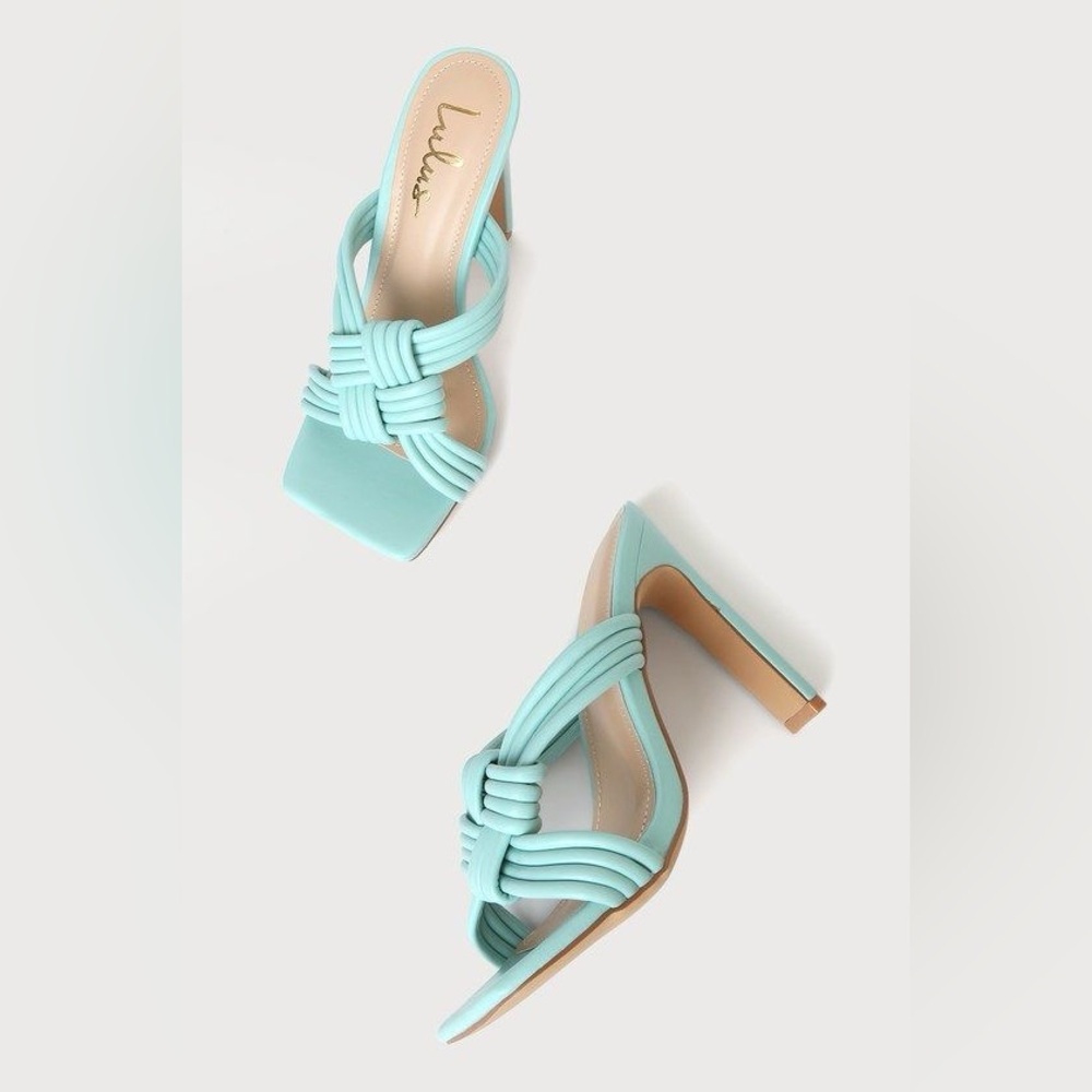 Lulu’s Alvana Blue Woven High Heel Sandals